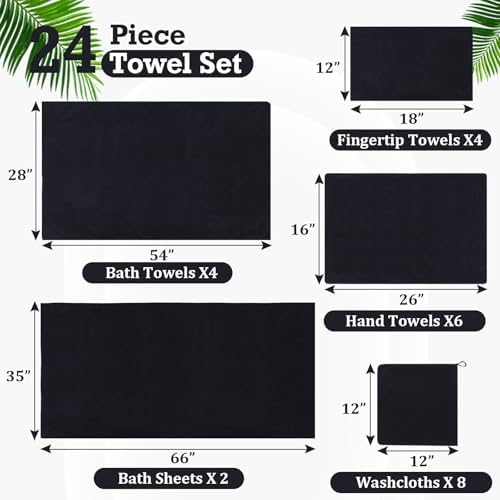 Mixweer 24 Piece Oversized Microfiber Towel Set
