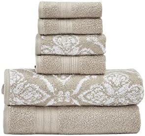Modern Threads Amaris 6-Piece Reversible Yarn Dyed Jacquard Towel Set - Khaki