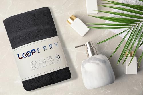 Looperry 6 Pack Small Black Bath Towels - 100 Cotton 23x46