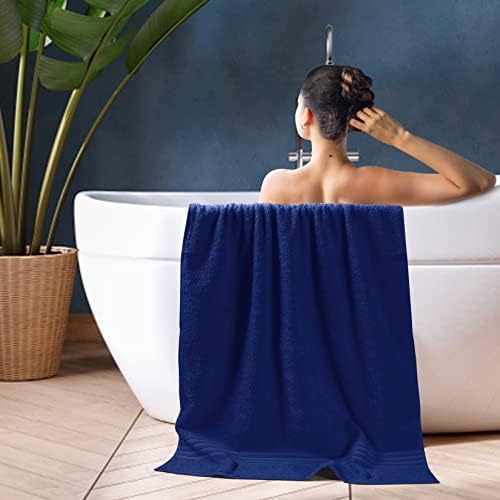 BOUTIQUO 100 Cotton Bath Towel Set 28x55 Navy Blue