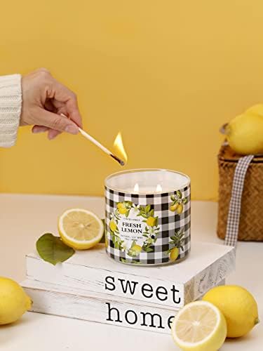 Fresh Lemon Scented Jar Candle 14 oz 3 Wicks