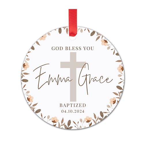 Personalized God Bless You Christmas Ornament for Baptized Kids