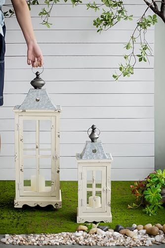 Strawberry Fairy Decorative Candle Lantern with Whitewashed Finish