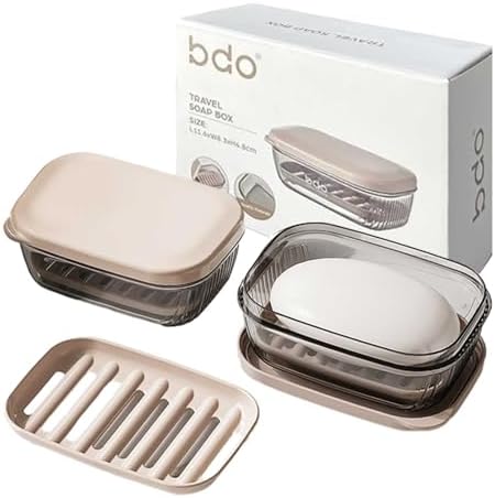 Leakproof Travel Soap Container with Lid and Drainage Tray