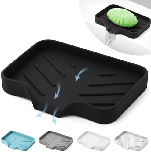 Black Silicone Soap Dish Tray for Kitchen Sink