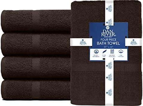 DAN RIVER 100 Cotton Bath Towels 4-Pack Brown 27x54 Inches