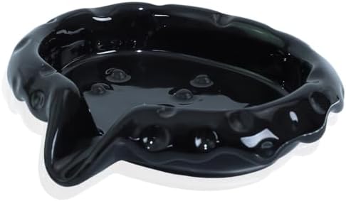 VIULIKT Ceramic Soap Dish with Drain Spout Black 1