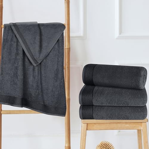 Belizzi Home 4 Pack Oversized Bath Towels 27x54 Inches Charcoal Grey