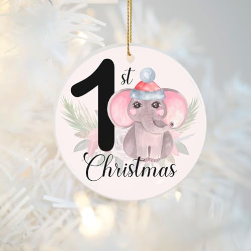 Baby First Christmas Ornament Elephant Girl 1st Christmas Decor