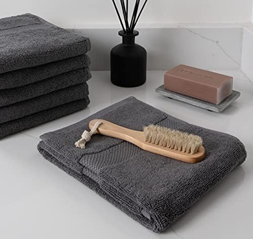 COTTON CRAFT Hotel Spa Luxury Hand Towel Set - 6 Pack - Grey