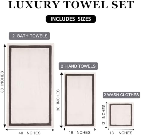 NALIVO Premium Microfiber 6Piece Bath Towel Set Cream