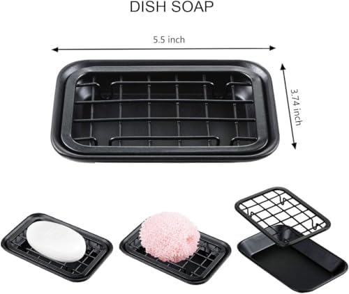 SheeChung Black Metal Soap Dish Tray with Drainage 1