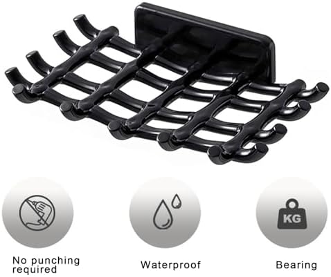 Qinlenyan Self-Draining Soap Dish Towel Hanging Rack with Multi Hooks