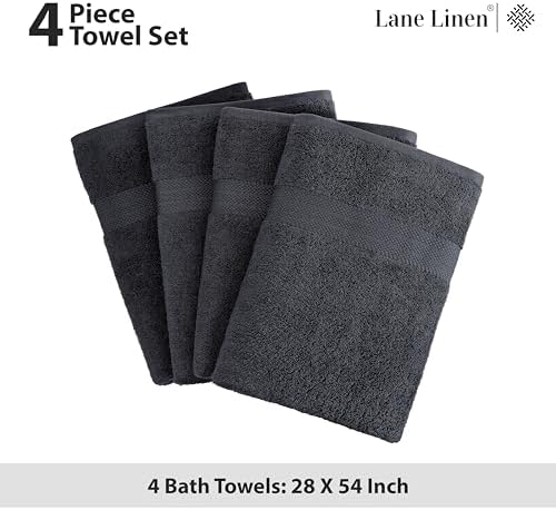 LANE LINEN 4 Pack Bath Towels 28x54 - Soft Quick Dry Oeko Tex Certified