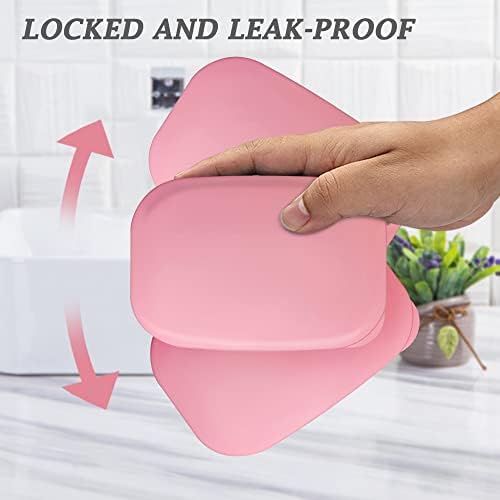 Traveling Soap Holder with Leak-Proof Lid and Drainage Layer Pink