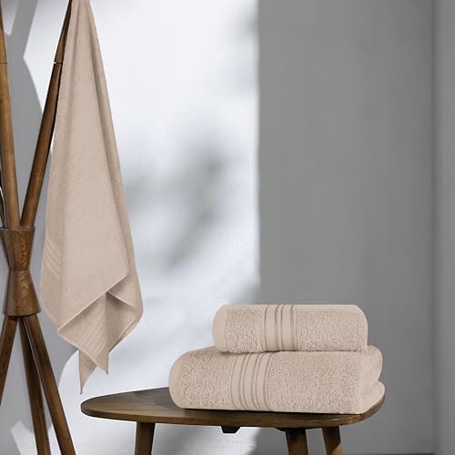 BOUTIQUO Ultra Soft 3 Pack Cotton Towel Set - Tan 1