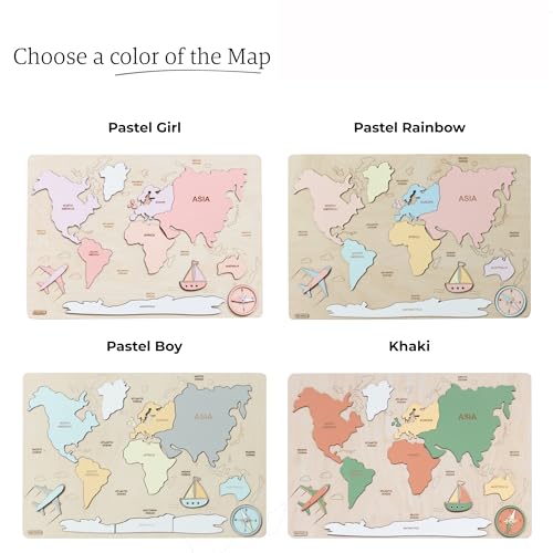 Wooden World Map Puzzle Montessori Educational Toy