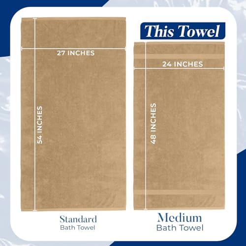 DAN RIVER 4 Pack Bath Towels 24x48 Inches Tan