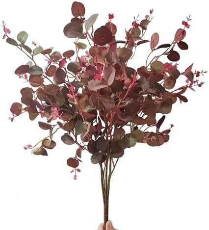 FUNORNAM 3Pcs Artificial Eucalyptus Leaves Stems for Home Decor