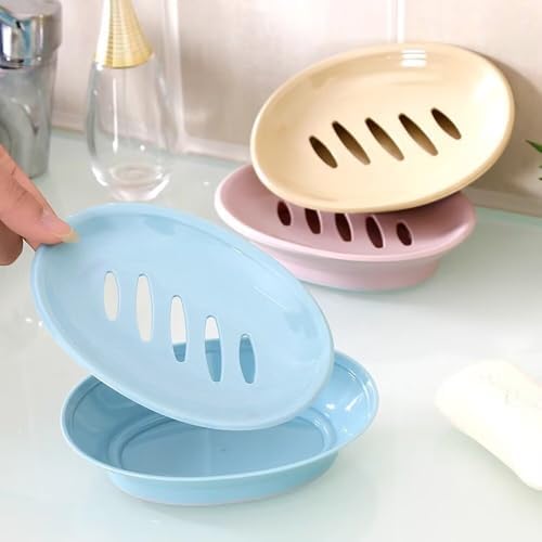 FABEILAI Pink Soap Dish with Drain Holder