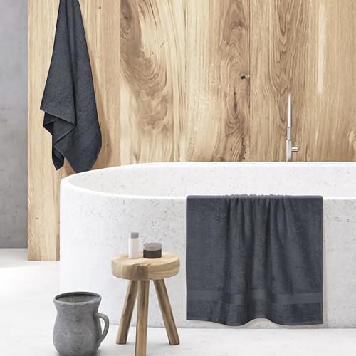 BOUTIQUO 2 Pack Oversized Cotton Bath Towels - Charcoal Grey