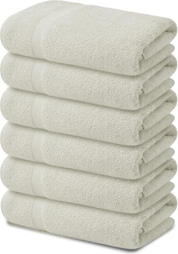 ARC HOME 100 Cotton Bath Towels Pack of 6 - 24x48 Inches