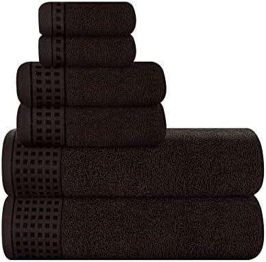 GLAMBURG 100 Cotton Towel Set 6 Pack Chocolate Brown 1