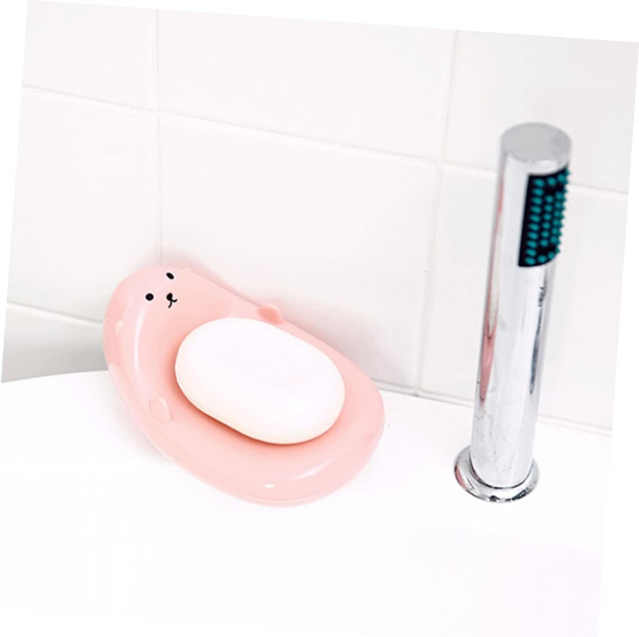 Funny Cartoon Soap Dish for Boys Girls - Pink Self-Draining Holder