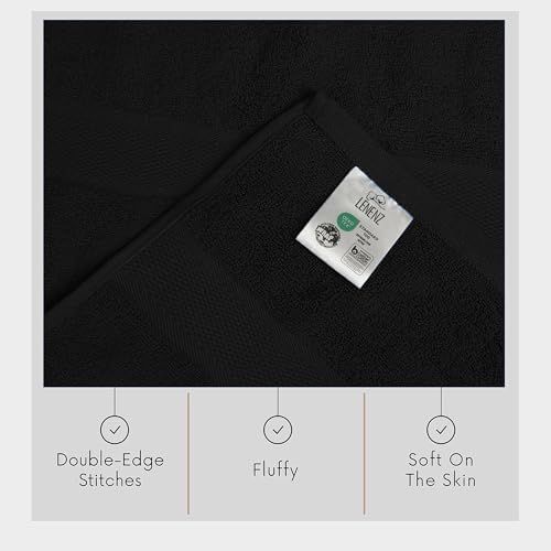 Lenenz Luxury Bath Towels 4 Pack 27x54 Black