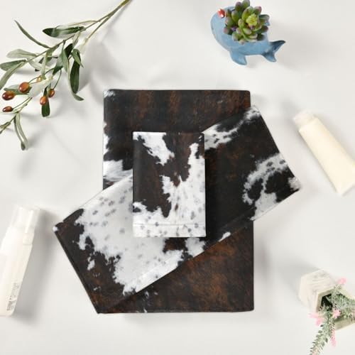COVASA 3 Piece Cow Print Towel Set