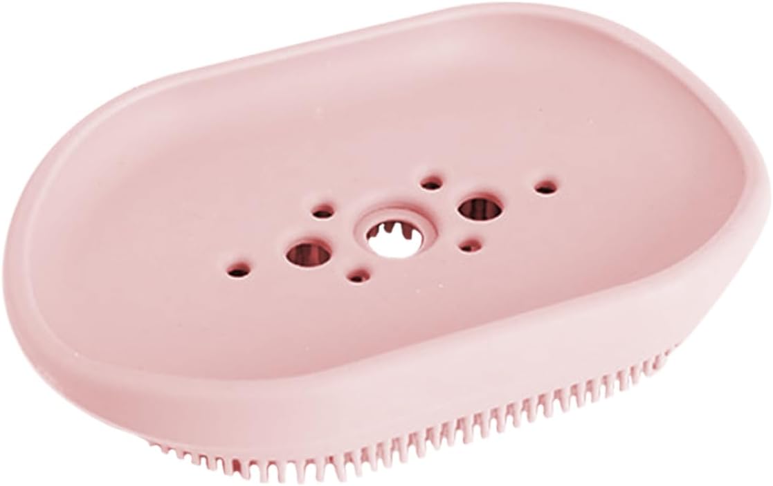 Silicone Soap Dish with Built-In Brush for Bathroom Sink