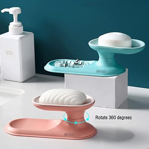 YAOLUU 360-Degree Rotating Soap Dish with Drainage Pink