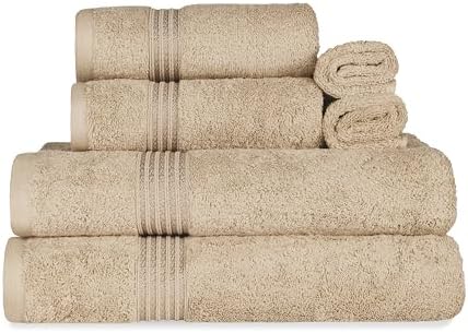 Superior Egyptian Cotton 6-Piece Towel Set in Taupe
