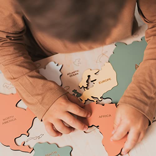 Wooden World Map Puzzle Montessori Educational Toy