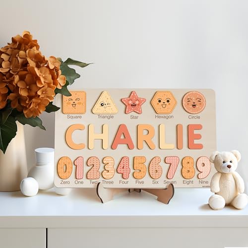 Nevandora Personalized Wooden Name Puzzle for Baby Girls and Boys