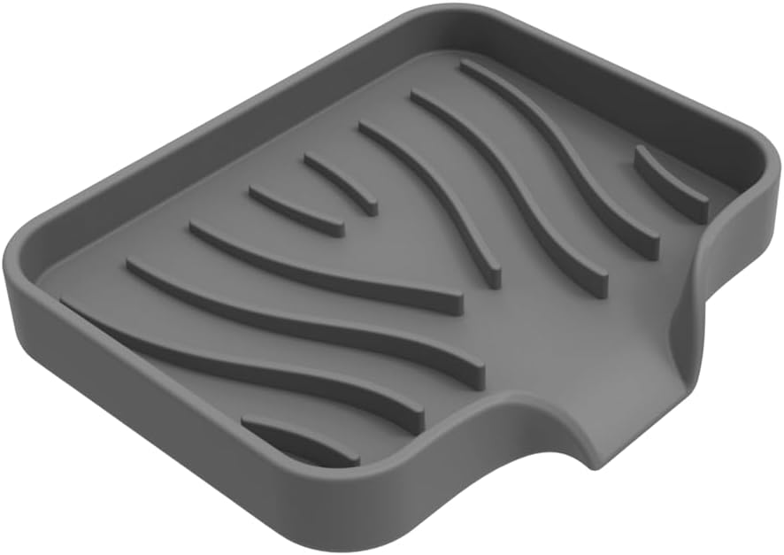 WELANGBN 1 Pack Silicone Soap Dish with Drain Grey