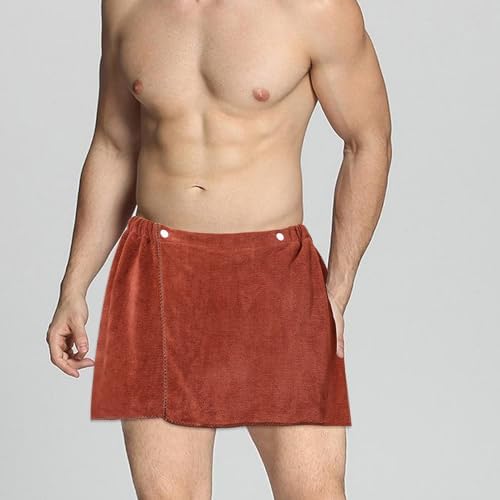 Men Boys Adjustable Microfiber Bath Towel Wrap Brown