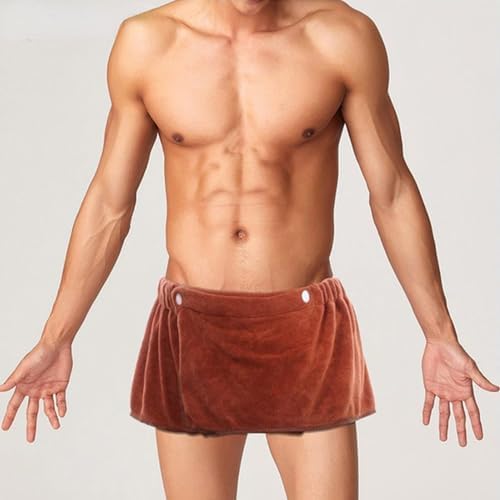Men Boys Adjustable Microfiber Bath Towel Wrap Brown