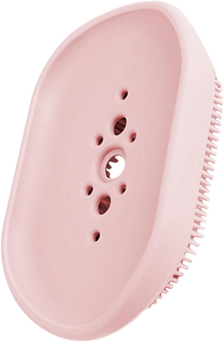 Self Draining Silicone Soap Dish with Brush Holder