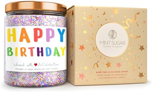 Happy Birthday Candle - Vanilla Cake Scent 9oz Made in USA