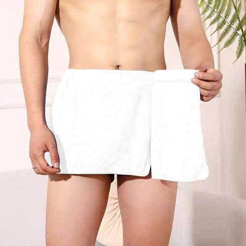 Men Boys Adjustable Microfiber Bath Towel Wrap White