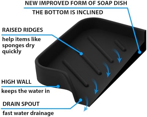 Black Silicone Soap Dish Tray for Kitchen Sink