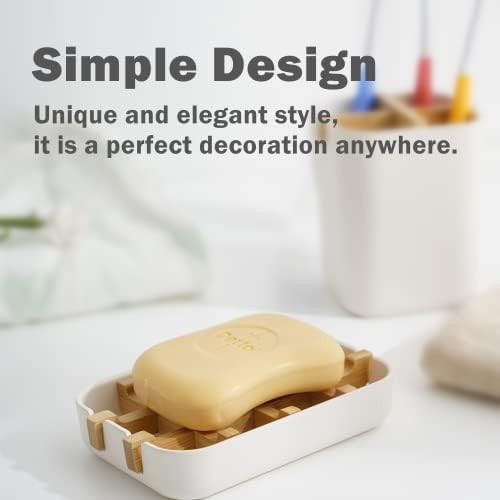 TRIIFON Bamboo Soap Dish with Drainage Frame