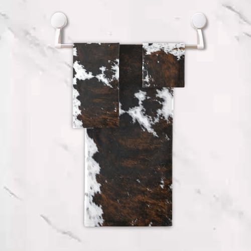 COVASA 3 Piece Cow Print Towel Set