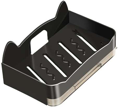 Whimsical Cat Soap Dish with 4 Hooks - Wall Mounted Black