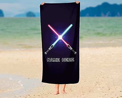 Personalized Lightsaber Towel for Kids - Custom 60x30 Bath Towel