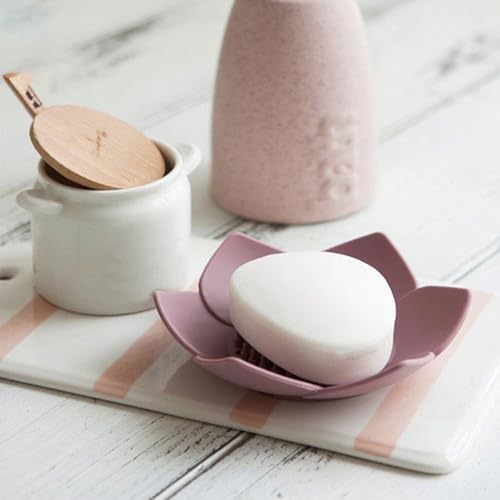 Curfair Pink Lotus Soap Dish with Non-Slip Base
