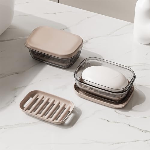 Leakproof Travel Soap Container with Lid and Drainage Tray