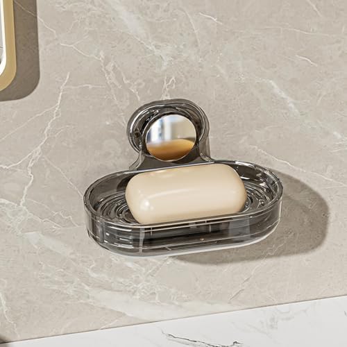 Loyliawa Wall Mount Soap Dish Double Layer Hollow Quick Drain Black