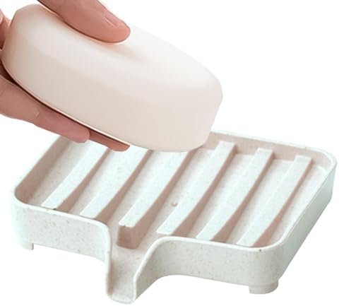 Bathroom Soap Holder - Self-Draining Double Layer Dish Keep Soap Dry Clean Beige